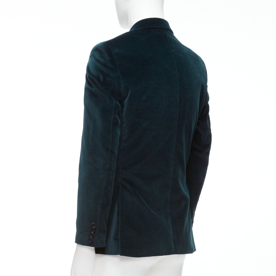 KENZO dark teal cotton velvet plus fit single breasted blazer IT48 M