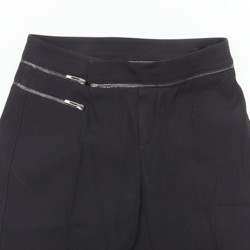 GUCCI black viscose silver waist trim straight leg trousers IT38 XS