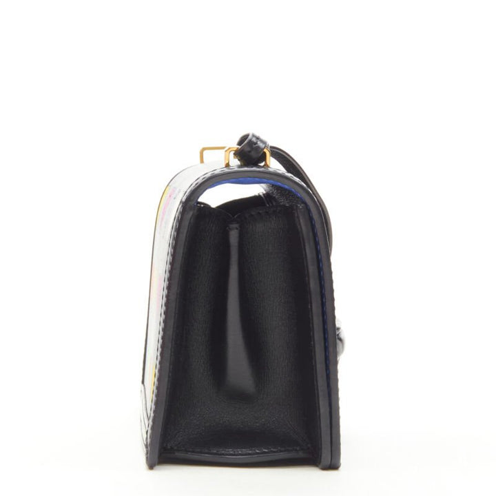 rare LOEWE Barcelona black leather neon heart print crossbody bag