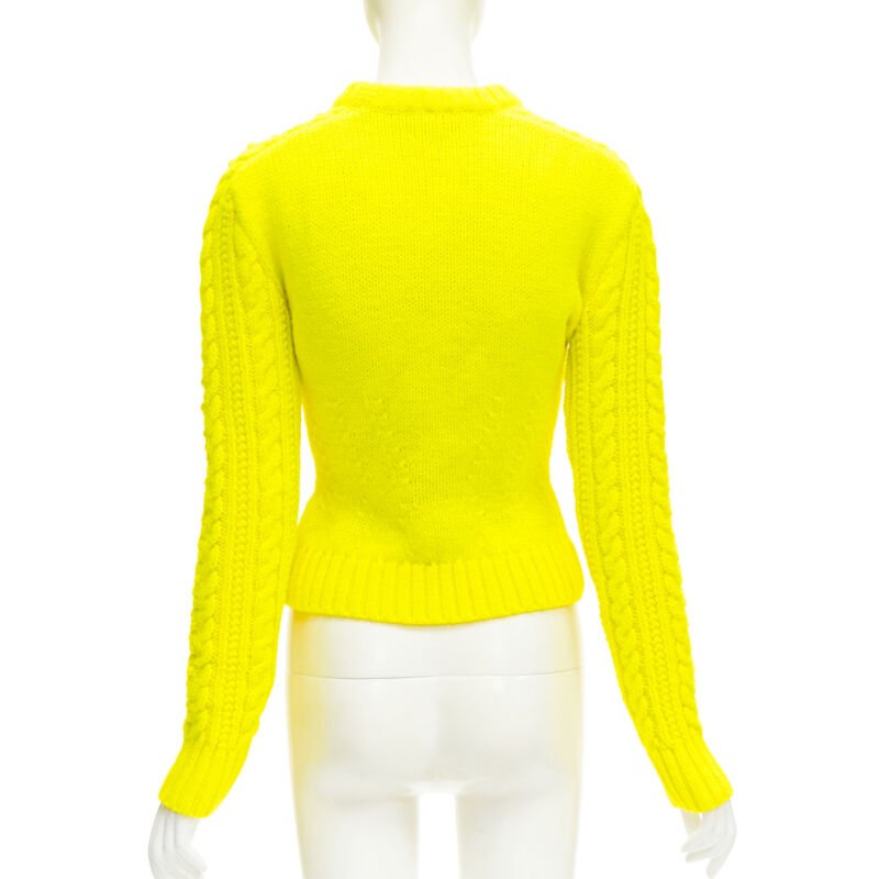 PHILOSOPHY DI LORENZO SERAFINI 100% wool yellow fitted cable knit sweater IT40 S