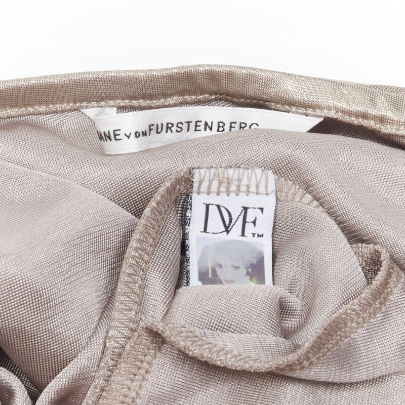 DIANE VON FUSTENBERG Carolette liquid metal gold halter backless jumpsuit S