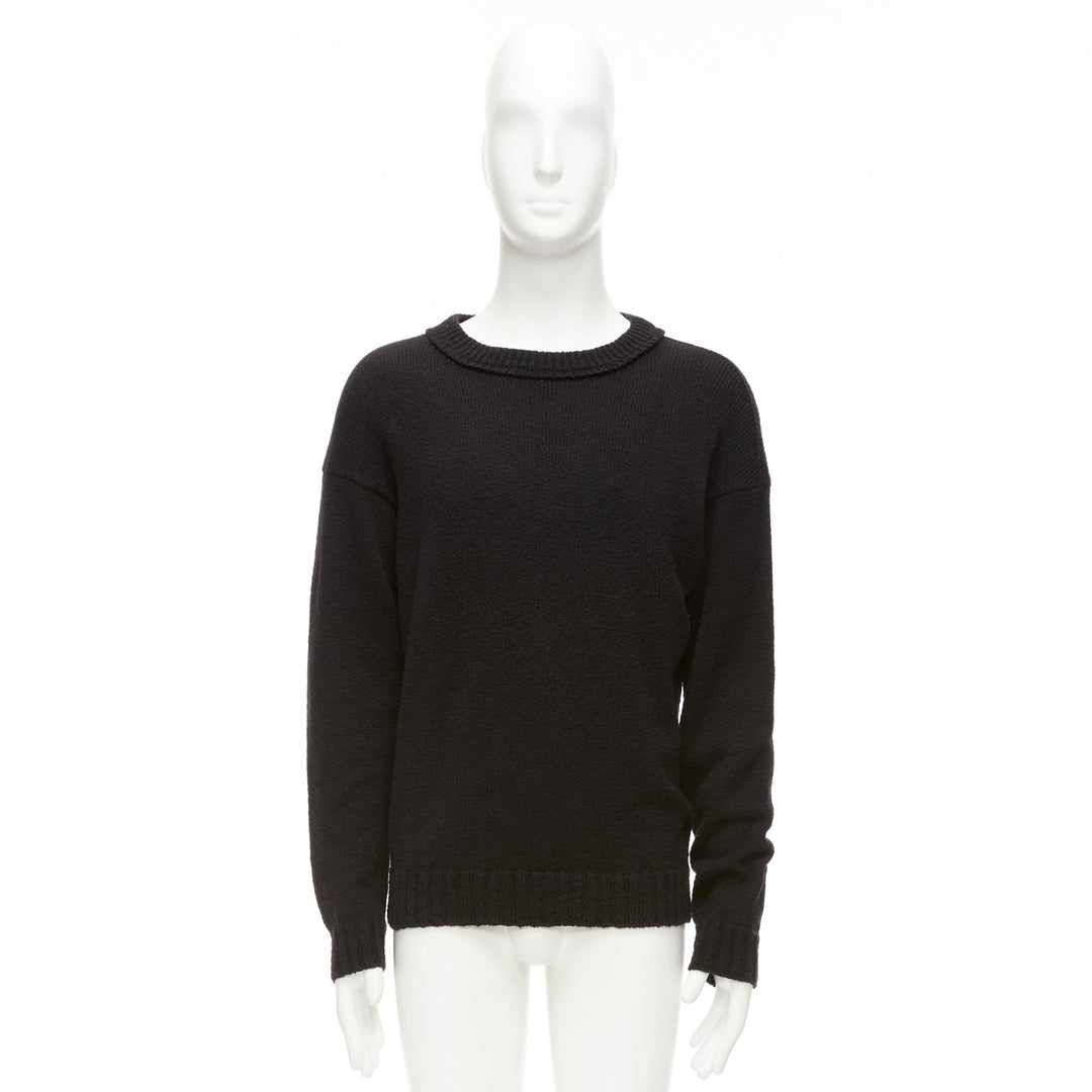 LORO PIANA 2021 Hiroshi Fujiwara black cotton logo tab round neck knit sweater M