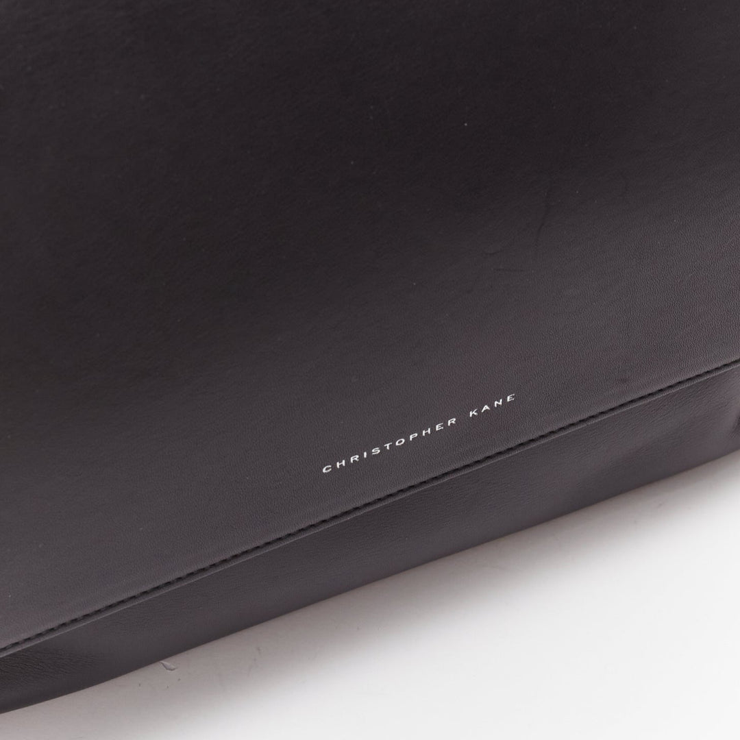 CHRISTOPHER KANE Dual black yellow scaled leather plastic strap reversible bag