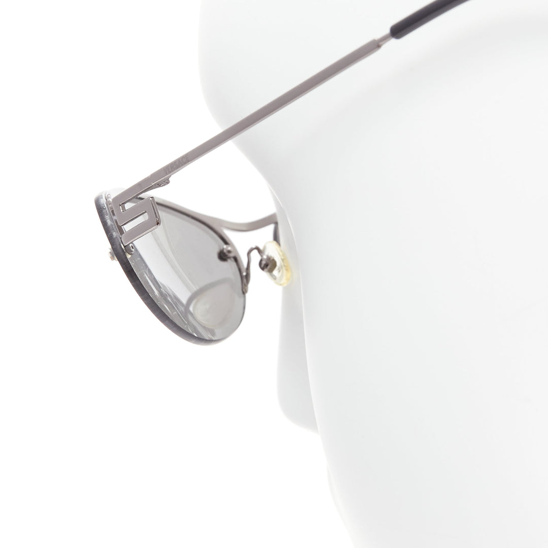 VERSACE N17 89M/247 Greca leg grey lens futuristic oval sunglasses