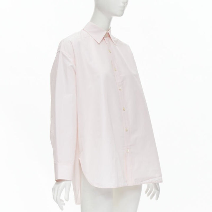BALENCIAGA 2016 pink button pinched collar oversized shirt FR38 S