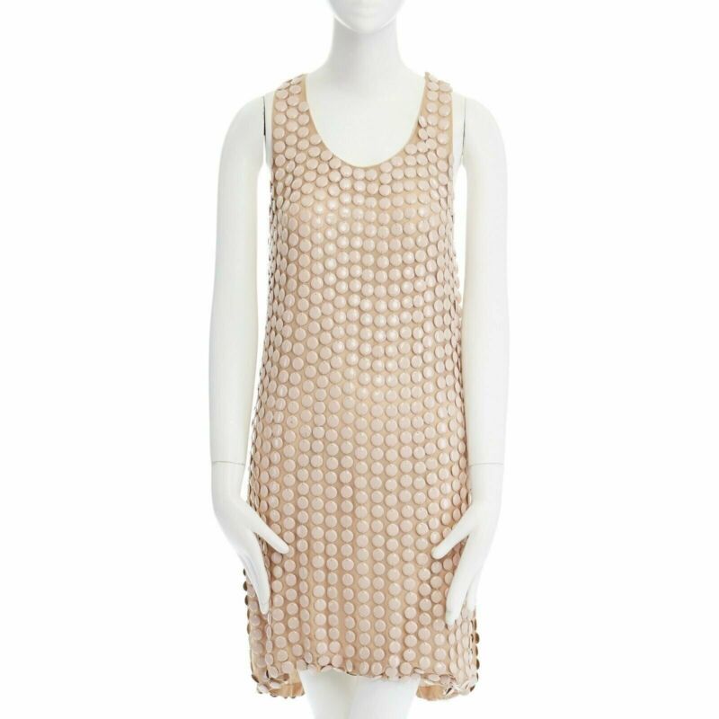 STELLA MCCARTNEY 2005 pink metal paillettes racer back mini dress IT42 M