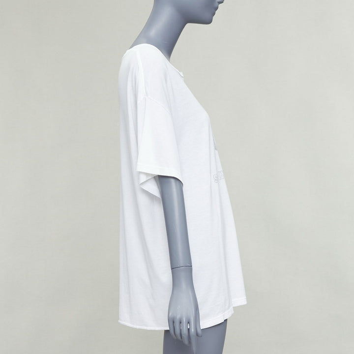 SAINT LAURENT 2016 off white university varsity logo washed oversized tshirt S