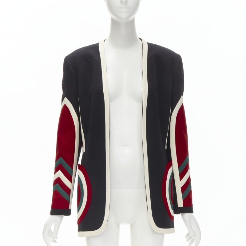 MOSCHINO COUTURE! black red creoe Star Bullseye geometric blazer IT42 L