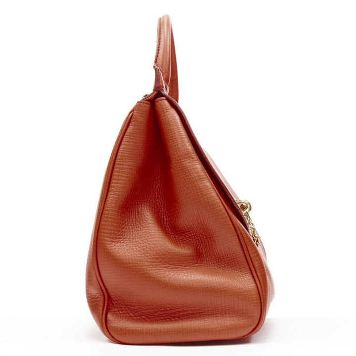 DOLCE GABBANA Monica orange leather gold lock flap shoulder satchel bag