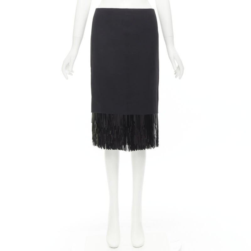 JASON WU black fringe sequins hem cocktail skirt US0 XS