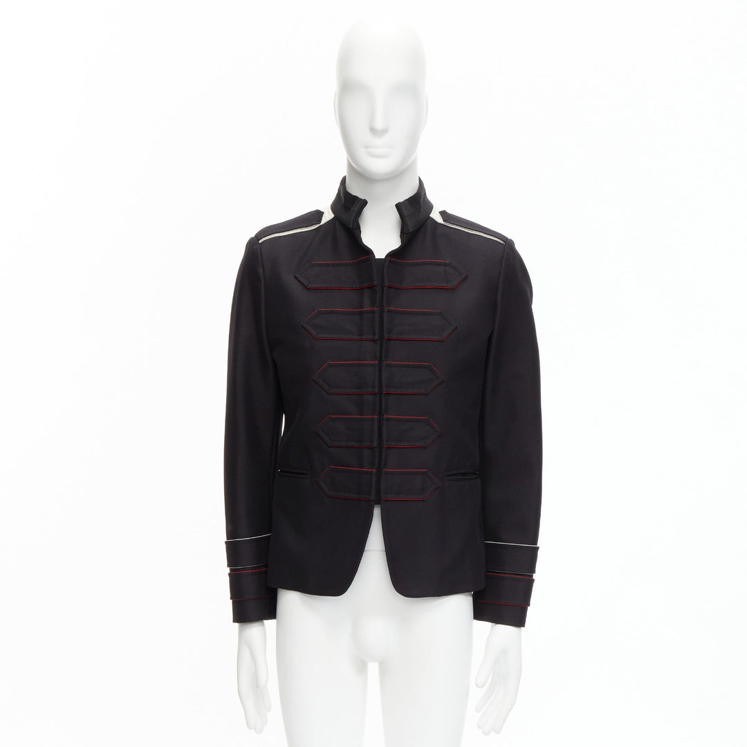 VALENTINO back silk blend white epaulets cuff panelled military jacket IT48 M