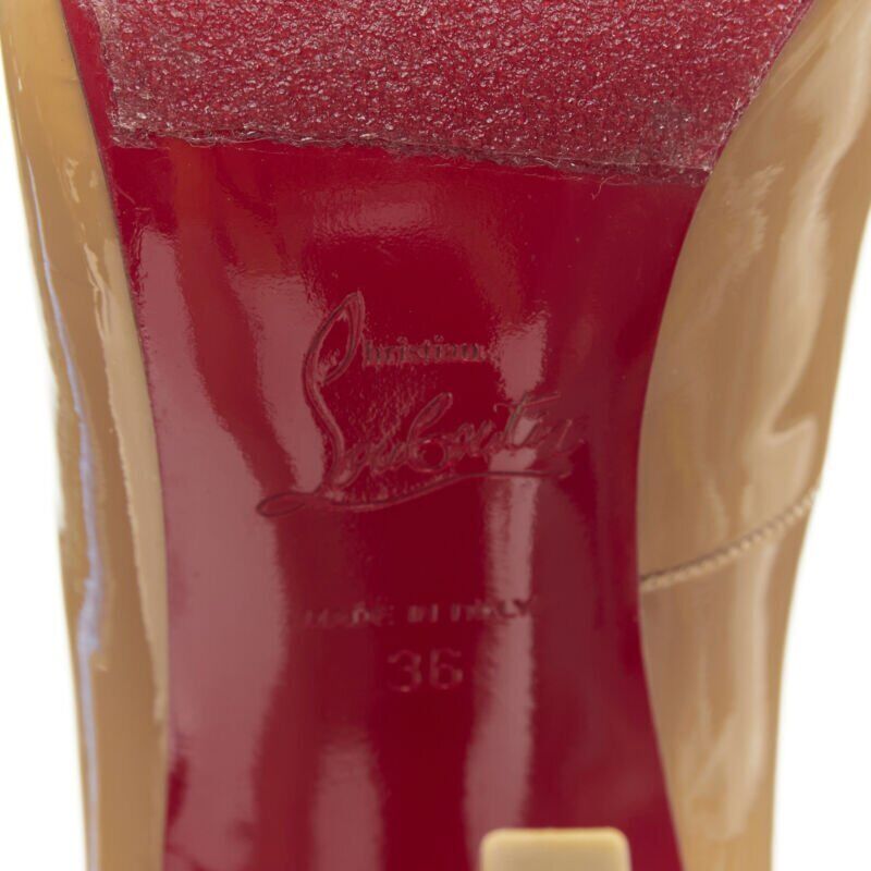 CHRISTIAN LOUBOUTIN Pigalle 120 nude patent leather pointy stiletto pigalle EU36