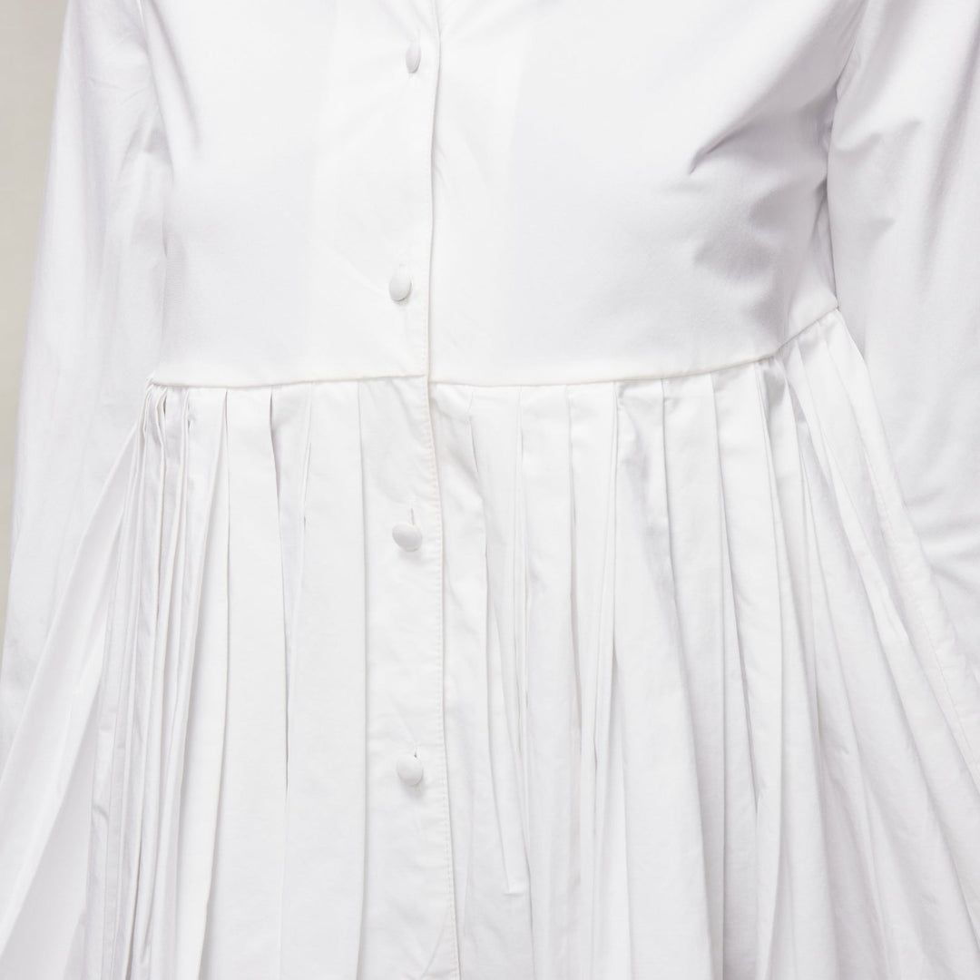 CO COLLECTIONS white cotton high waist pleated peplum dress shirt US0 XS