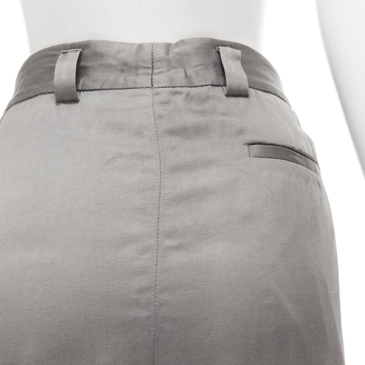 HAIDER ACKERMANN grey rayon dusty pink grosgrain cropped trousers FR38 S