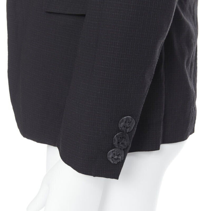 COMME DES GARCONS HOMME PLUS black check rubber buttons blazer jacket XS
