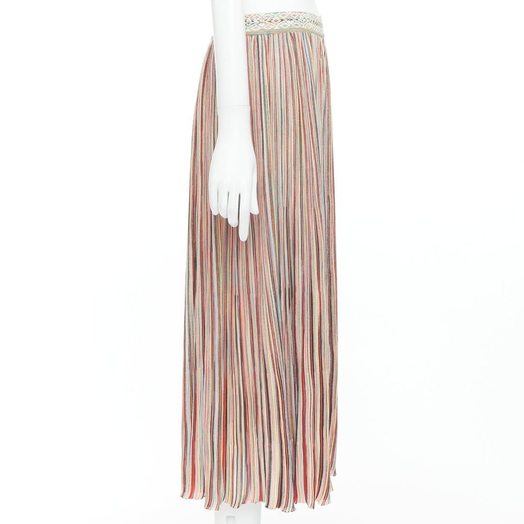 MISSONI multicolor cotton blend signature striped knit midi skirt IT42 M