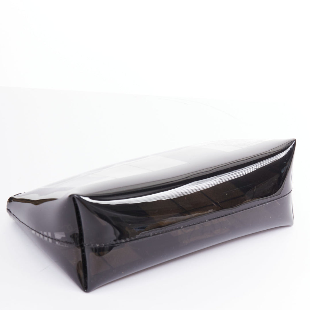 CHANEL 2003 Coco Window black clear PVC silver zip cosmetic pouch