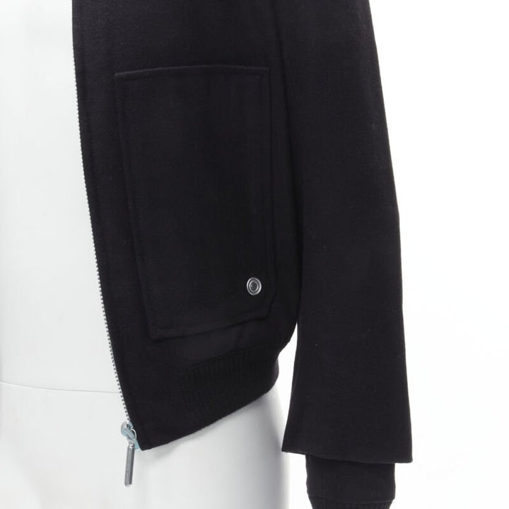 BALENCIAGA 2011 Ghesquiere black wool double sleeve bomber jacket EU44 XS