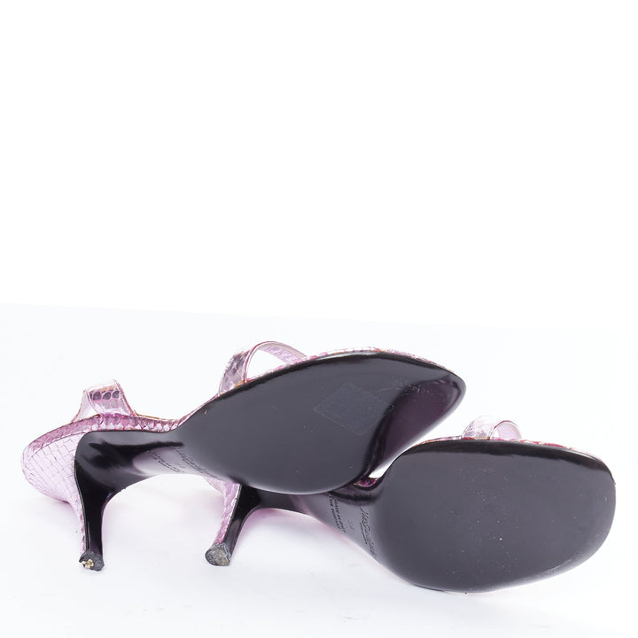 YVES SAINT LAURENT 2011 Tom Ford pink metallic leather slingback heels EU38