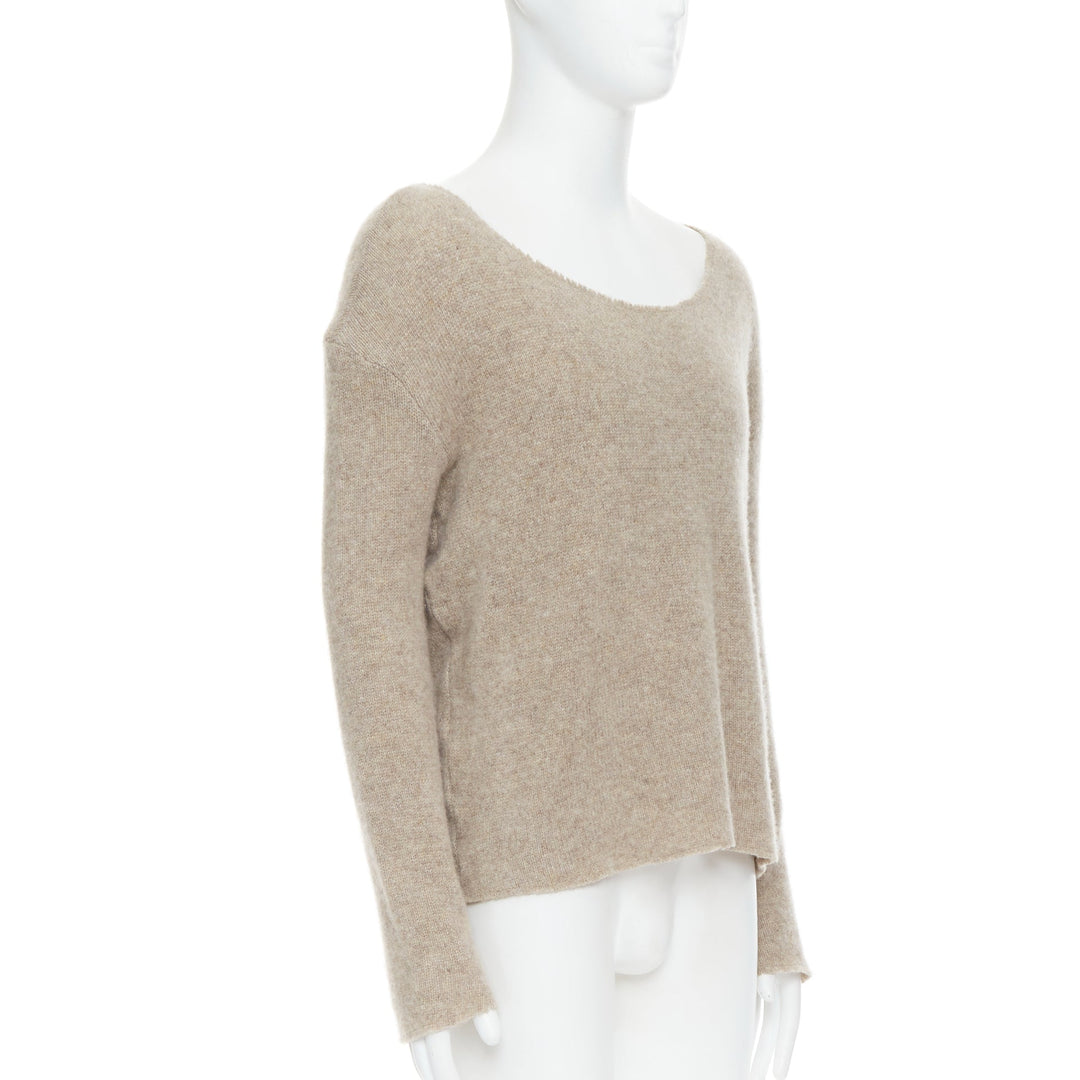 THE ELDER STATESMEN 100% cashmere oatmeal brown loose sweater S