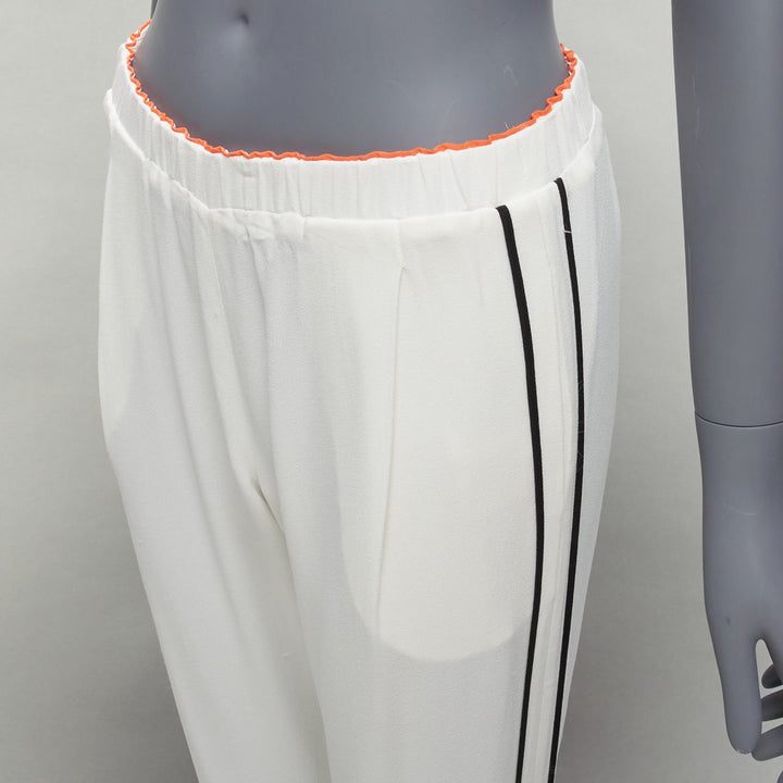 FENDI white silky black orange trims casual jogger pants IT36 XXS