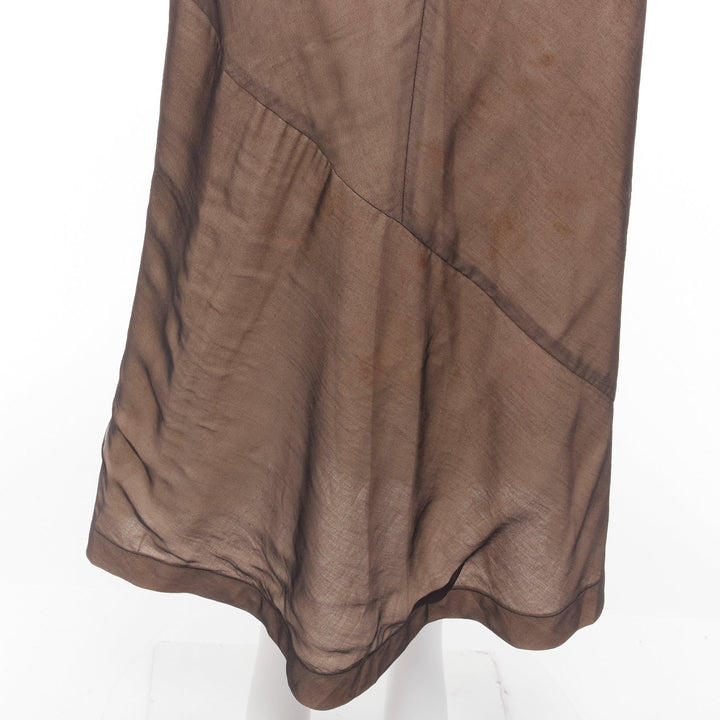 COMME DES GARCONS Vintage nude black sheer overlay A-line dress S Cindy Sherman