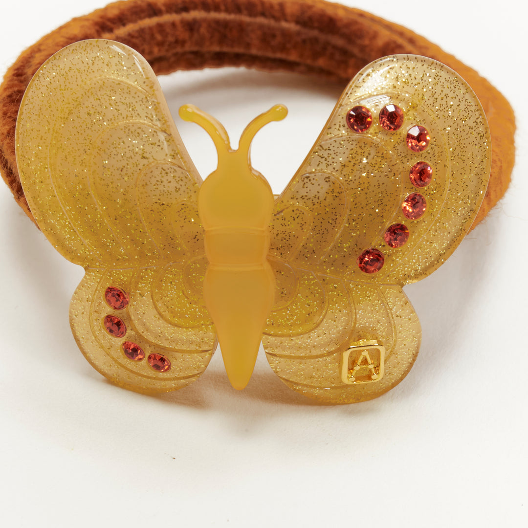 CHIC & MODE Alexandre Zouari yellow pastel crystal butterfly acrylic clip tie X3
