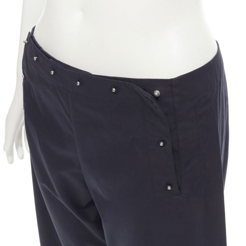 JEAN PAUL GAULTIER Vintage navy silver button wide leg nautical pants IT42 M