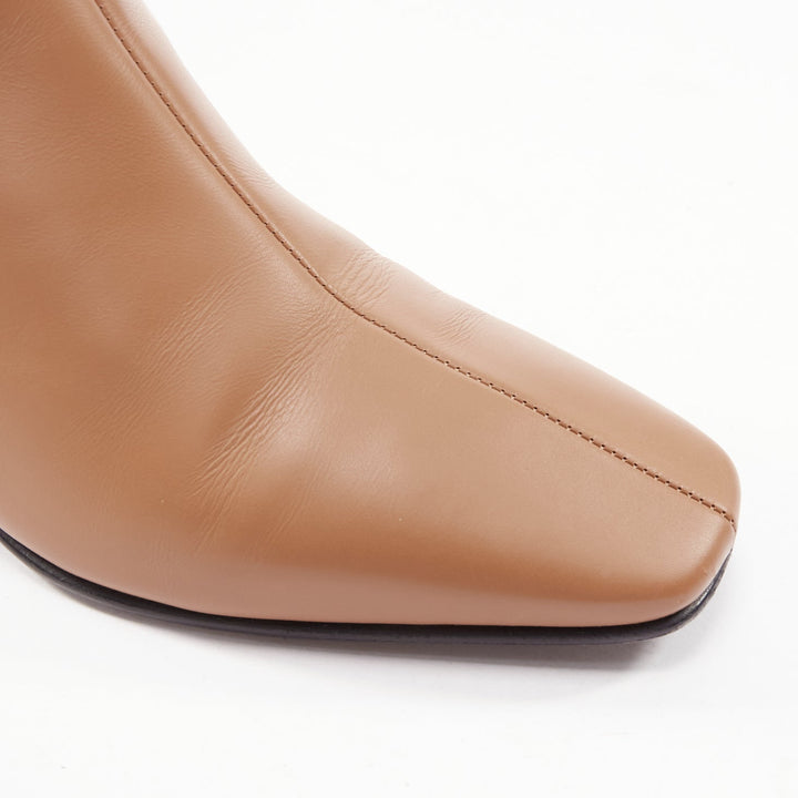 HERMES Decouverte 50 Beige Dore brown leather silver hardware ankle boots EU36
