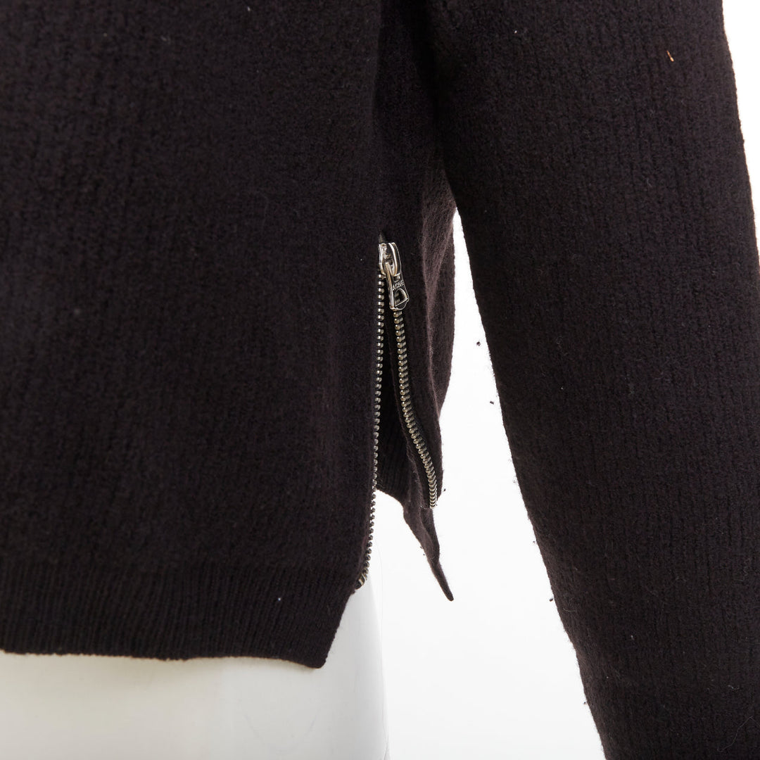ACNE STUDIOS 2014 Misty Boiled black merino wool crop zip side pullover XS