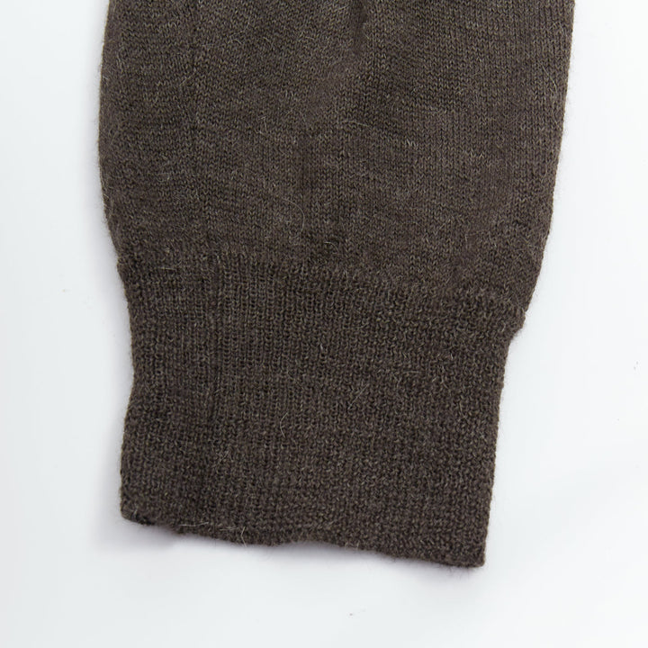 LANVIN black brown 100% alpaca fur front panel cardigan jacket M