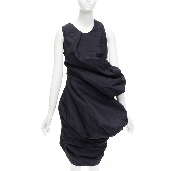 runway COMME DES GARCONS 1997 Lumps Bumps black circle cut asymmetric dress S