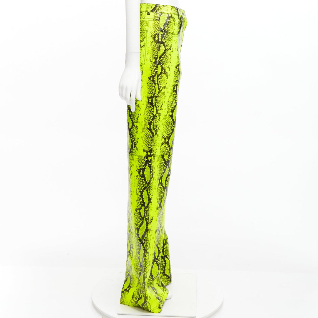 OFF WHITE Virgil Abloh 2019 Runway neon yellow leather wide leg pants IT40 S