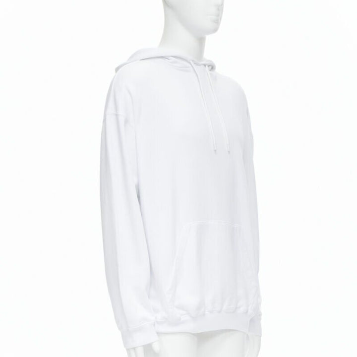 BALENCIAGA 2018 black Gothic Tattoo logo embroidery white cotton hoodie M