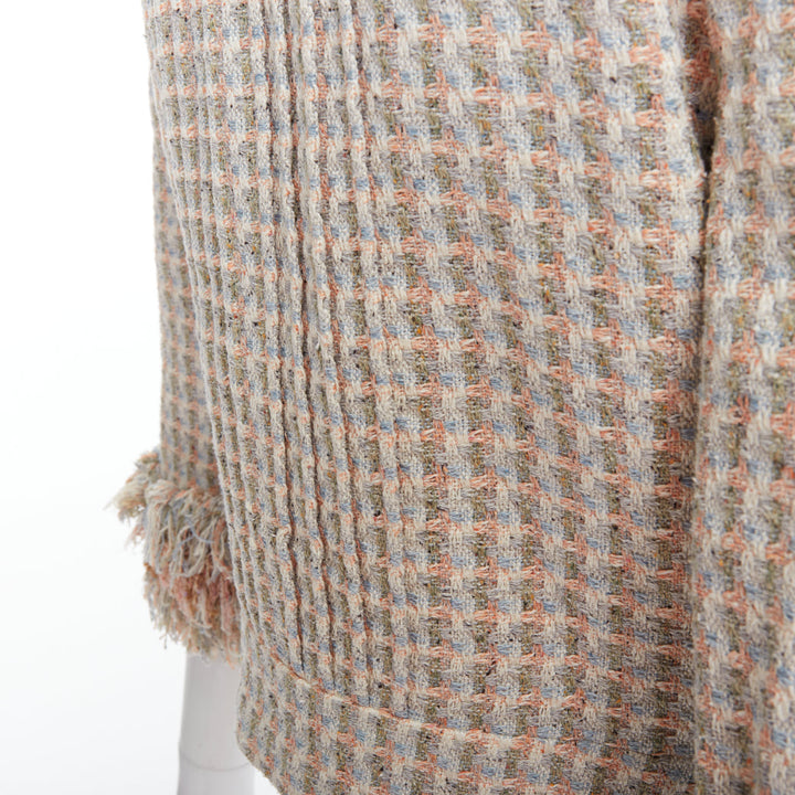 CHANEL 13C Rose Garden Lesage tweed ruffle detail cropped jacket FR38 M