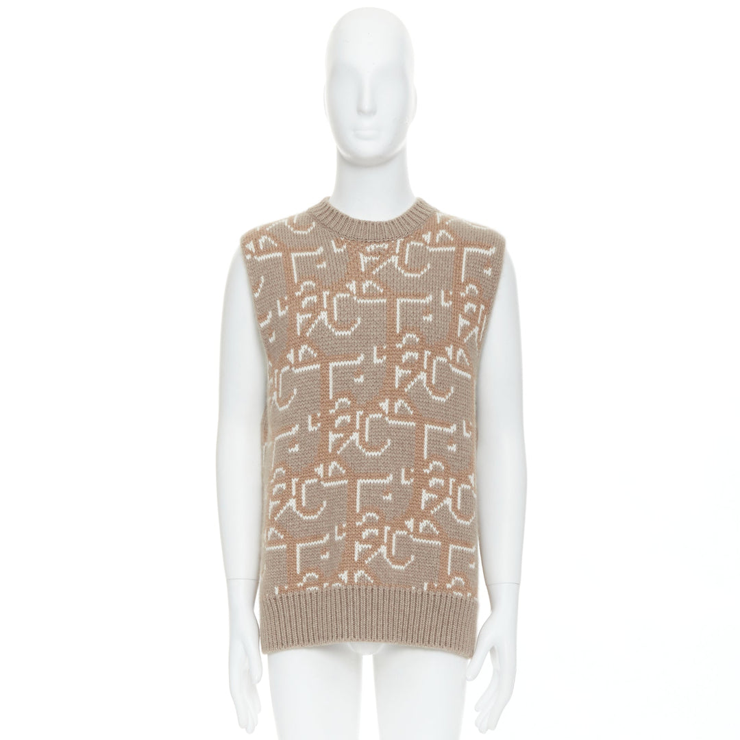DIOR Travis Scott Cactus Jack 2022 beige 100% cashmere oblique vest sweater M