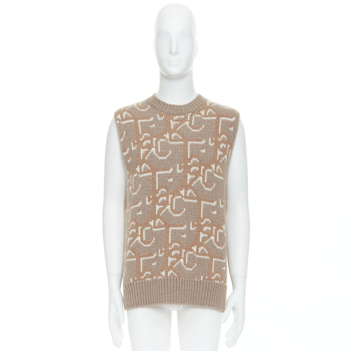 DIOR Travis Scott Cactus Jack 2022 beige 100% cashmere oblique vest sweater M