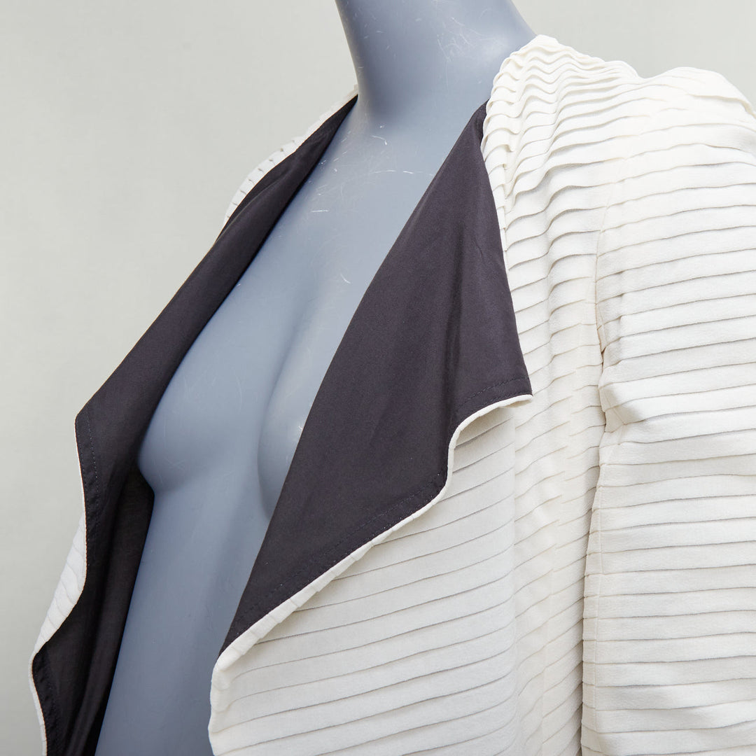 rare GARETH PUGH 2009 Runway cream black plisse silk draped biker IT38 XS
