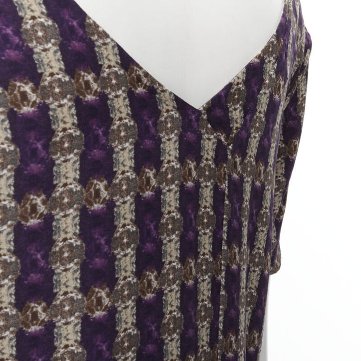 MARNI purple jewel print tier ruffle waist sheath dress IT38 XS