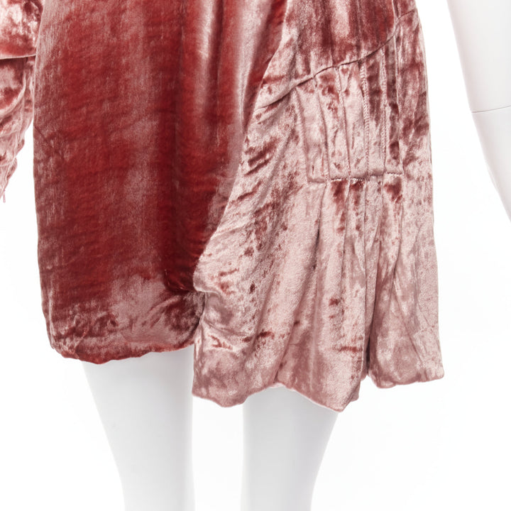 MICHAEL VAN DER HAM Runway pink velvet asymmetric wrap draped mini dress UK8 S
