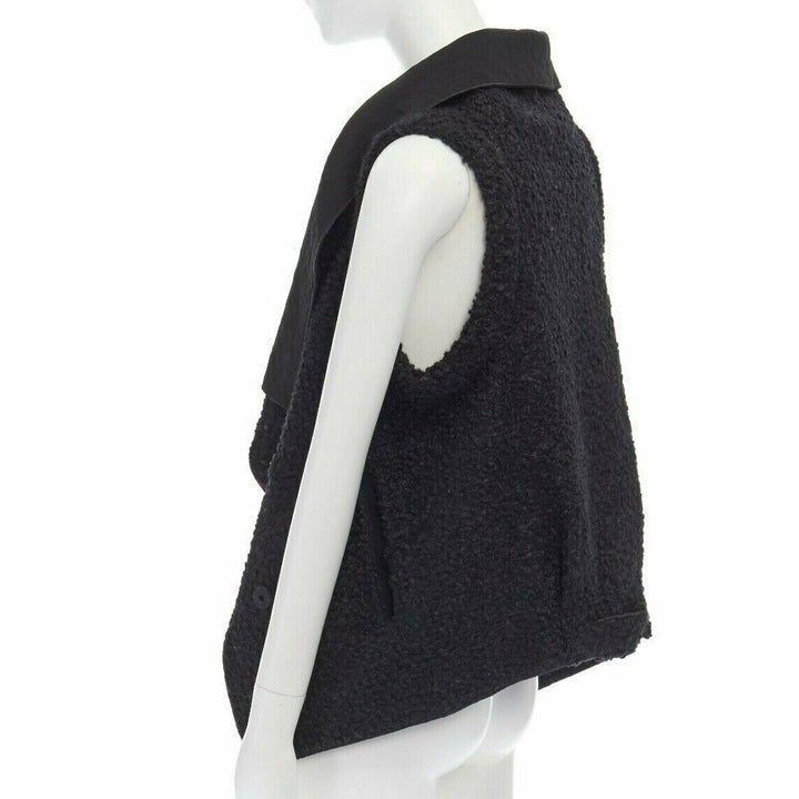 ROLAND MOURET RM wool mohair blend draped collar sleeveless vest jacket US6 M