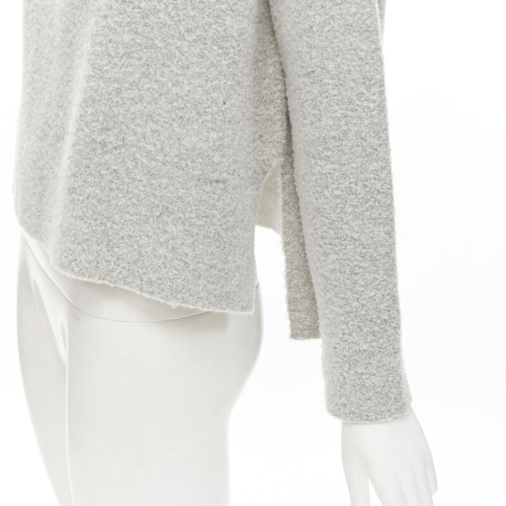 THEORY grey wool blend fuzzy stand collar step hem sweater XS