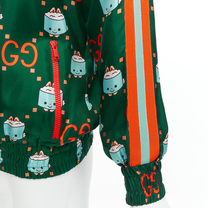 GUCCI 2023 Pikarar GG logo monogram green orange silk track jacket XXS