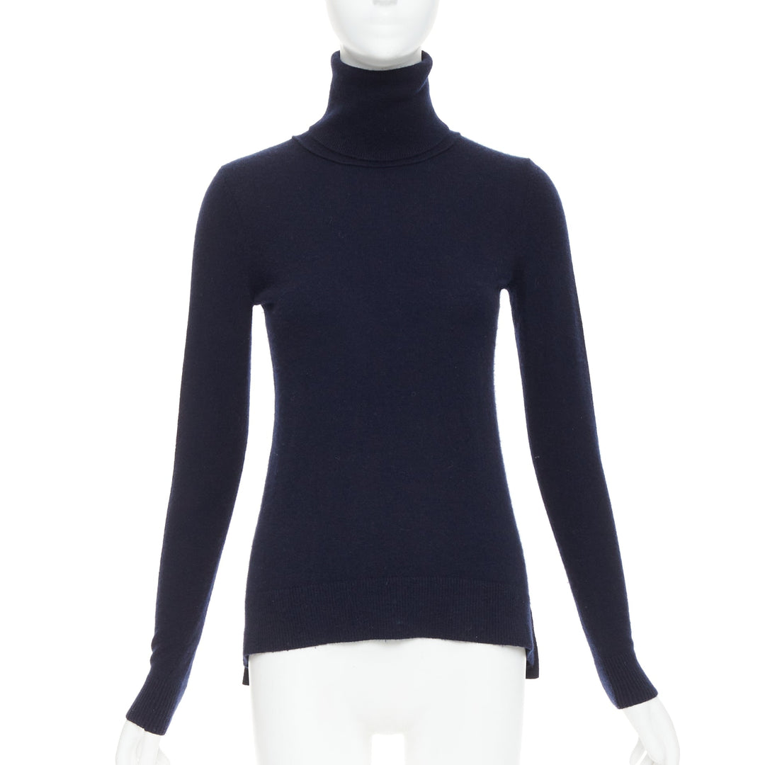 VINCE 100% cashmere navy long sleeve minimal  turtleneck sweater XXS