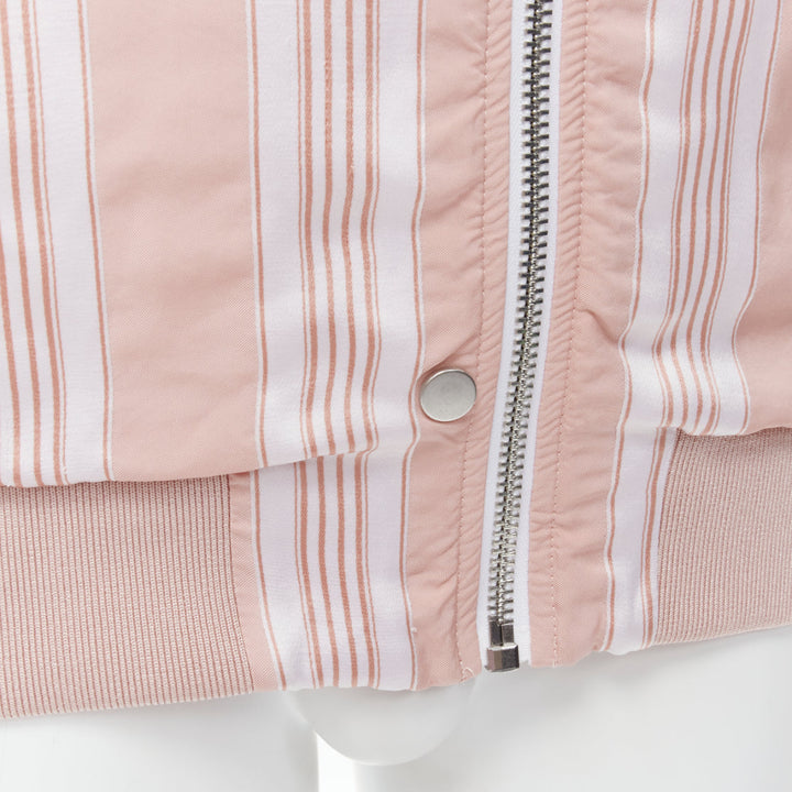 ACNE STUDIOS Varden 2016 pink white striped padded bomber jacket FR34 XS