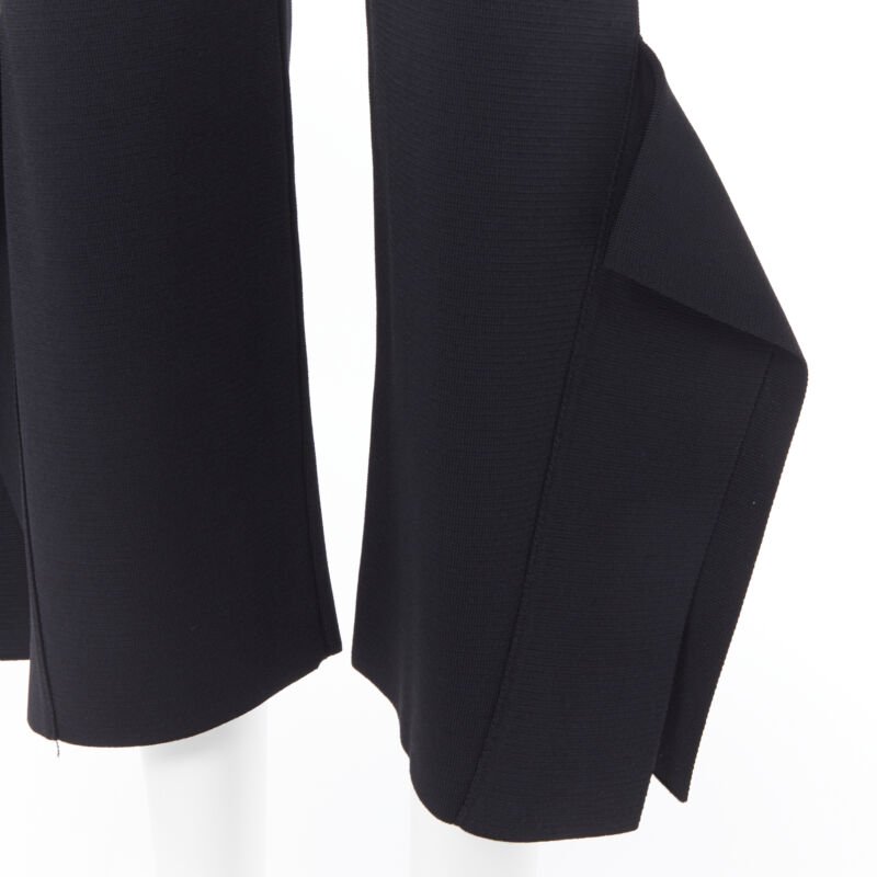 STELLA MCCARTNEY black viscose blend panel flared hem stretch cropped pants FR34