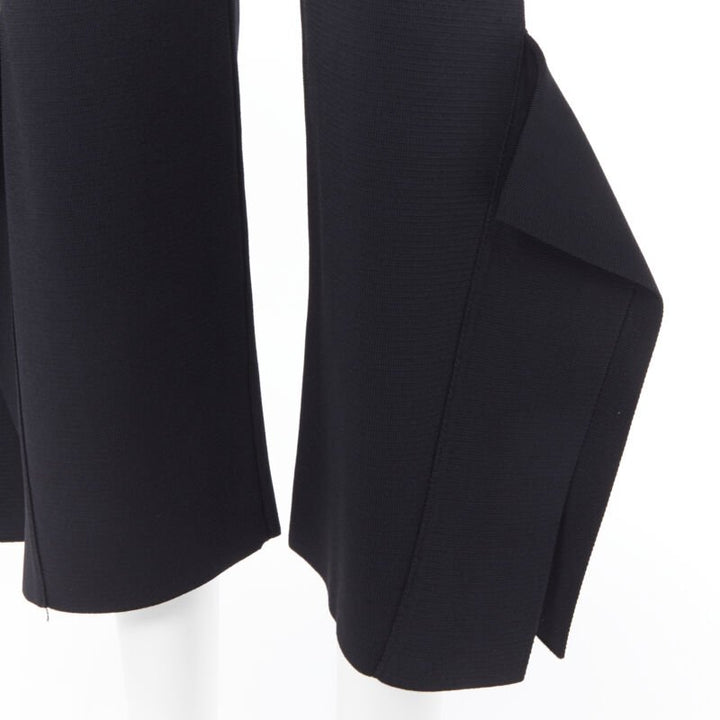 STELLA MCCARTNEY black viscose blend panel flared hem stretch cropped pants FR34