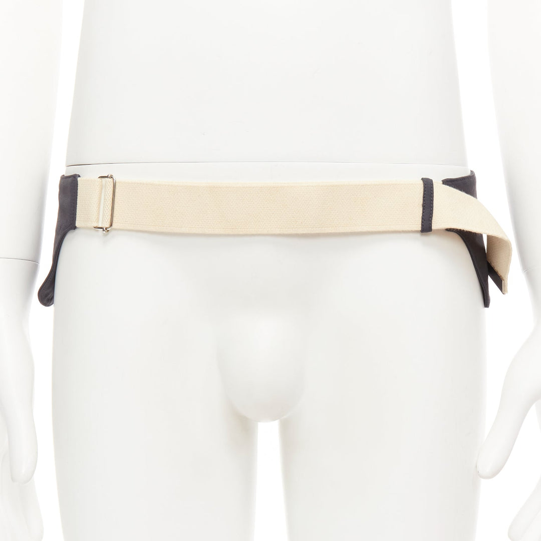 rare RAF SIMONS 10 Corso Como grey cream fabric double panel canvas utility belt
