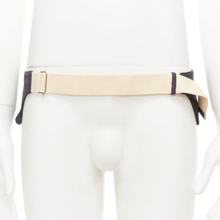 rare RAF SIMONS 10 Corso Como grey cream fabric double panel canvas utility belt