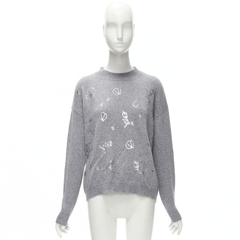 ERMANNO SCERVINO grey pullover metallic floral print IT40 S